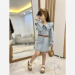 ست چهار تیکه مازراتی دخترانه مدل الماس شامل بلوز تاپ و دامن - تصویر 6