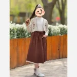 سه تکه گلدوزی دخترانه مجلسی تاپ و کت و دامن سایز 1 تا 3 - تصویر 2