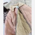 کت کاپشن بوفالو کتان خزدار بچگانه رنگ مسی و کرمی مناسب 1 تا 6 سال - تصویر 2