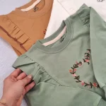 بلوز دخترانه مجلسی دورس پنبه گلدوزی سایز 2 تا 8 سال - تصویر 9