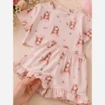 ست کراپ و شلوارک دخترانه پنبه ای خنک سایز 2 تا 9 سال - تصویر 5