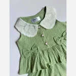 ست تاپ و شلوارک دخترانه طرح اطلس یقه گلدوزی سایز 2 تا 6 سال - تصویر 5