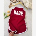 رمپر دخترانه پنبه کبریتی مدل BABE در 4 رنگ سایز 2 تا 9 سال - تصویر 3