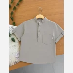 پیراهن جلو دکمه دار لینن بچگانه مناسب 3 تا 15 سال - تصویر 6