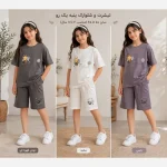 ست تیشرت و شلوارک دخترانه طرح زنبوری جنس پنبه لاکرا - تصویر 11