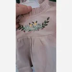ست تونیک و شلوار کتان پنبه دخترانه مدل شکوفه - تصویر 6