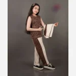 ست سه تیکه سویشرت و شلوار و تاپ دخترانه دورس دو نخ پلنگی - تصویر 2
