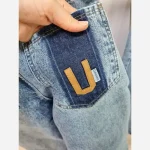 شلوار جین بگ اسپرت دختر و پسر 7 تا 14 سال زاپ دار پچ دار کمر کشی جین ترک باکیفیت - تصویر 5