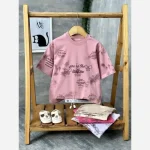 تیشرت تک دخترانه پنبه یک رو لاکرا پاپیون گت دار مناسب 2 تا 11 سال - تصویر 3