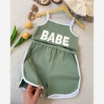 رمپر دخترانه پنبه کبریتی مدل BABE در 4 رنگ سایز 2 تا 9 سال - تصویر 4