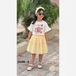 ست بلوز و دامن دخترانه پنبه و لینن پاستیلی سایز 2 تا 10 سال - تصویر 4